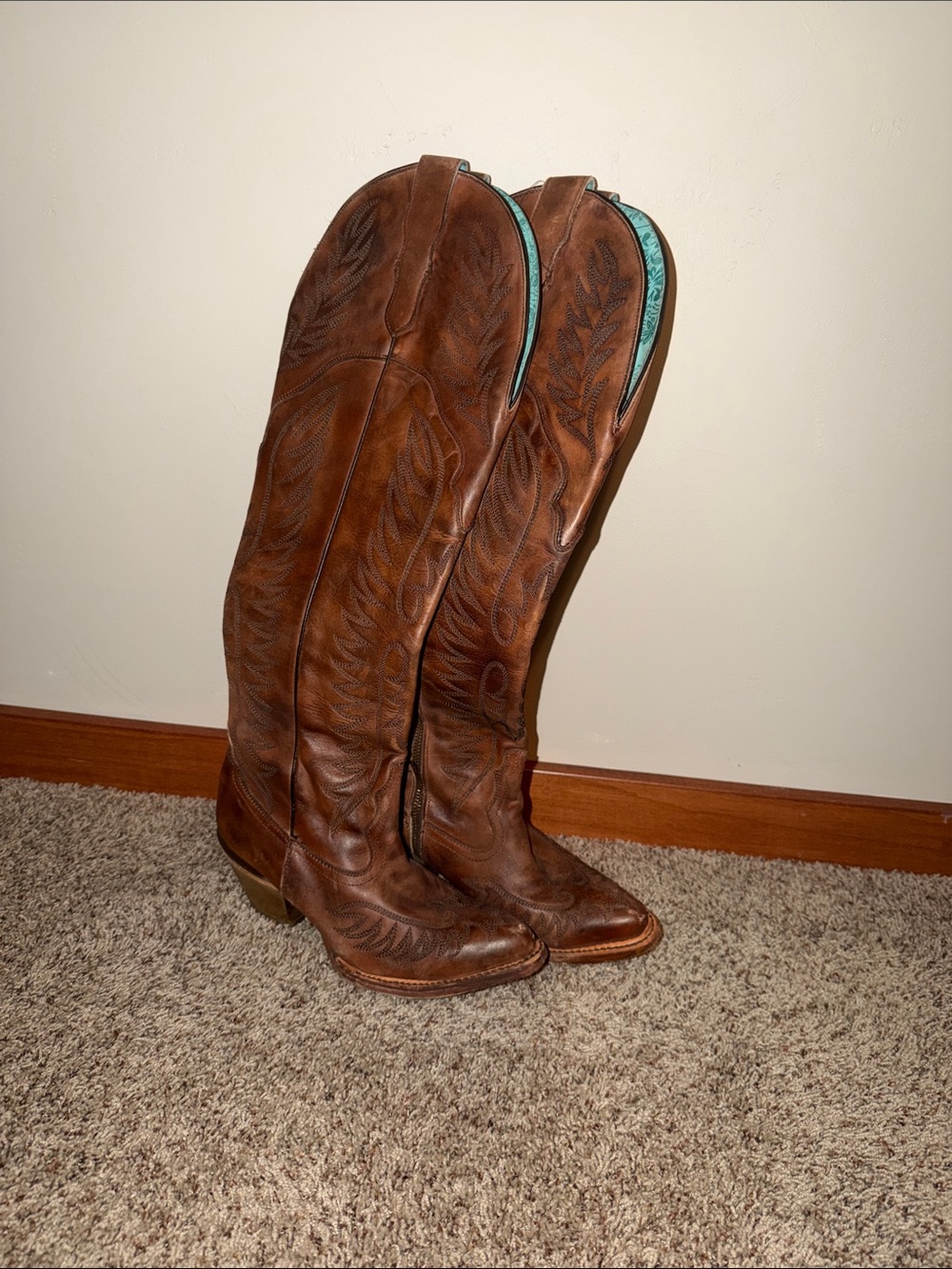 Coral, above the knee cowboy boots - Picture 9 of 9